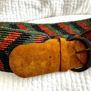 Sezane’ Carlie Belt, Multicolor Woven with Suede Accent